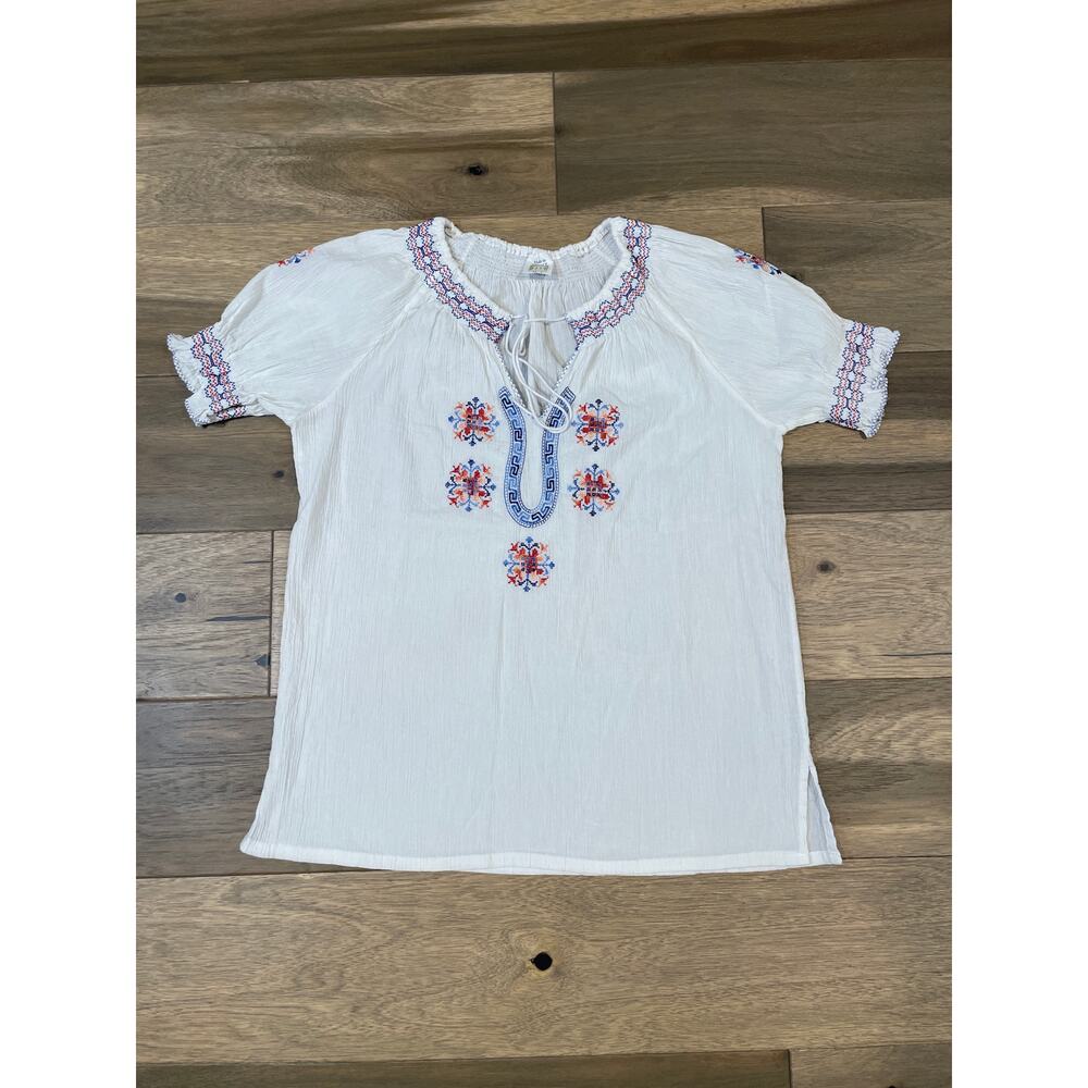 Embroidered Cotton Top Size M (Made in Greece) - 100% Cotton